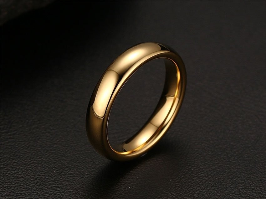 Alianças Tungstenio banhada a ouro tradicional 4mm | Alianças de Aço