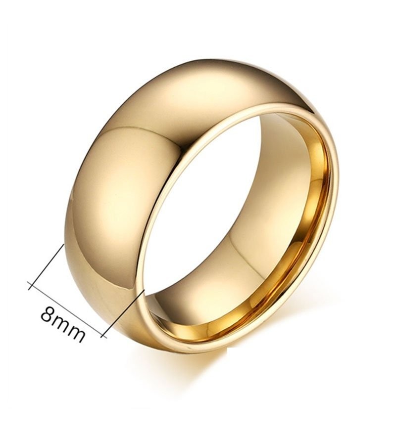 Alianças tungstenio tradicional banhada a ouro 8mm | Alianças de Aço