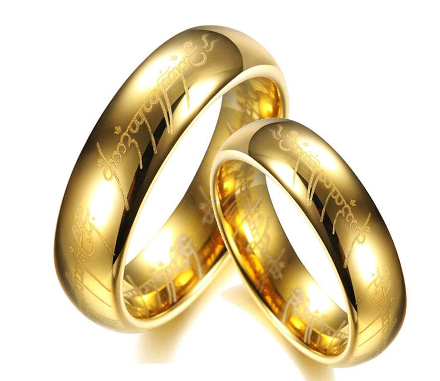 Alianca Tungstenio Banhada A Ouro Senhor Dos Aneis Aliancas De Aco