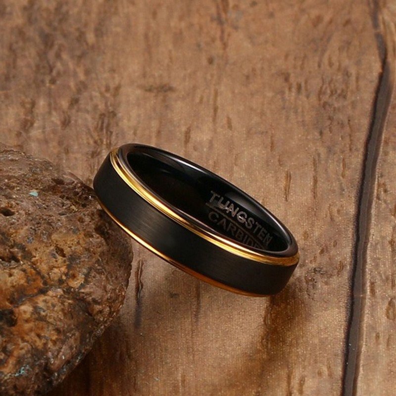 Ofe5b3b4 Par Aliancas Tungstenio Preta Banhada A Ouro 5mm Aliancas
